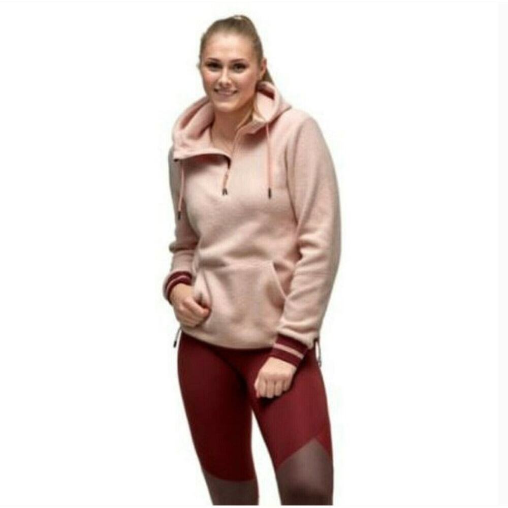 Karitraa Women's Pink 1/2 Zip Pullover Fleece Hoodie Jacket Size M Winter Snow